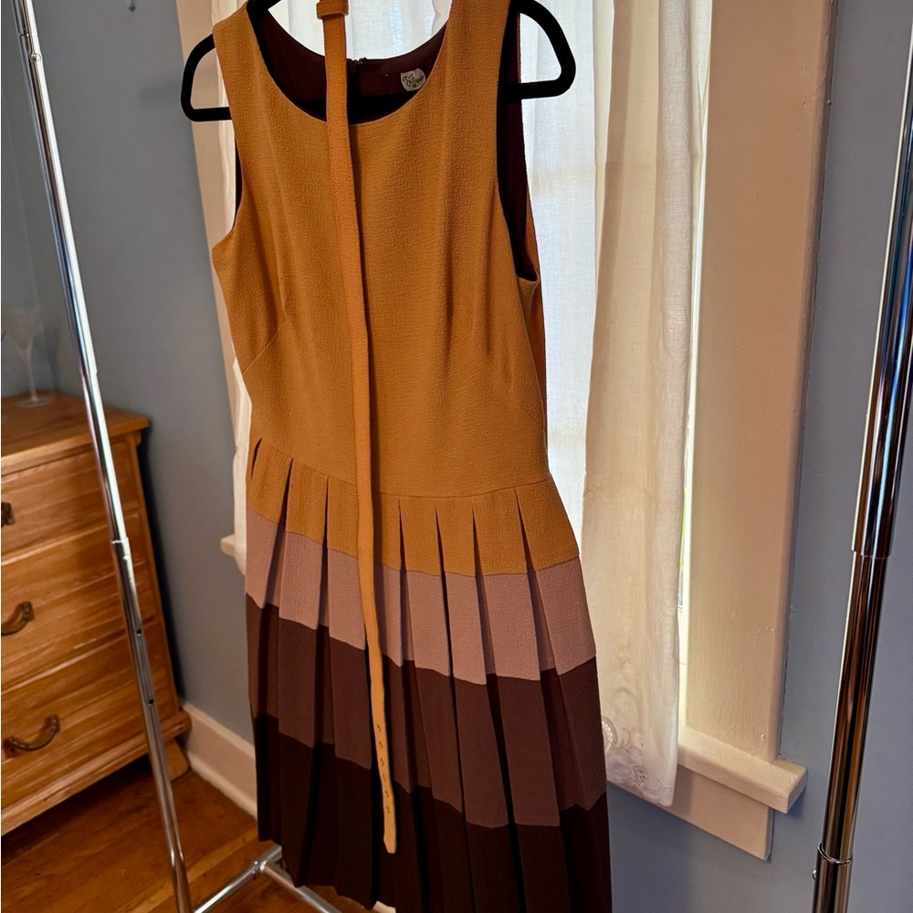 Eva Franco Multitone Pleated Midi Dress